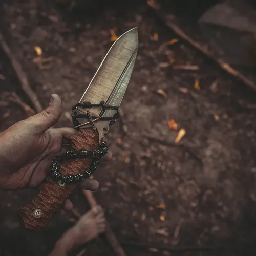 HUNT-DOWN 12 Dark Wood Handle Fixed Blade Hunting Knife with Bonus Sheath Free Holt Multi Tool Key Chain